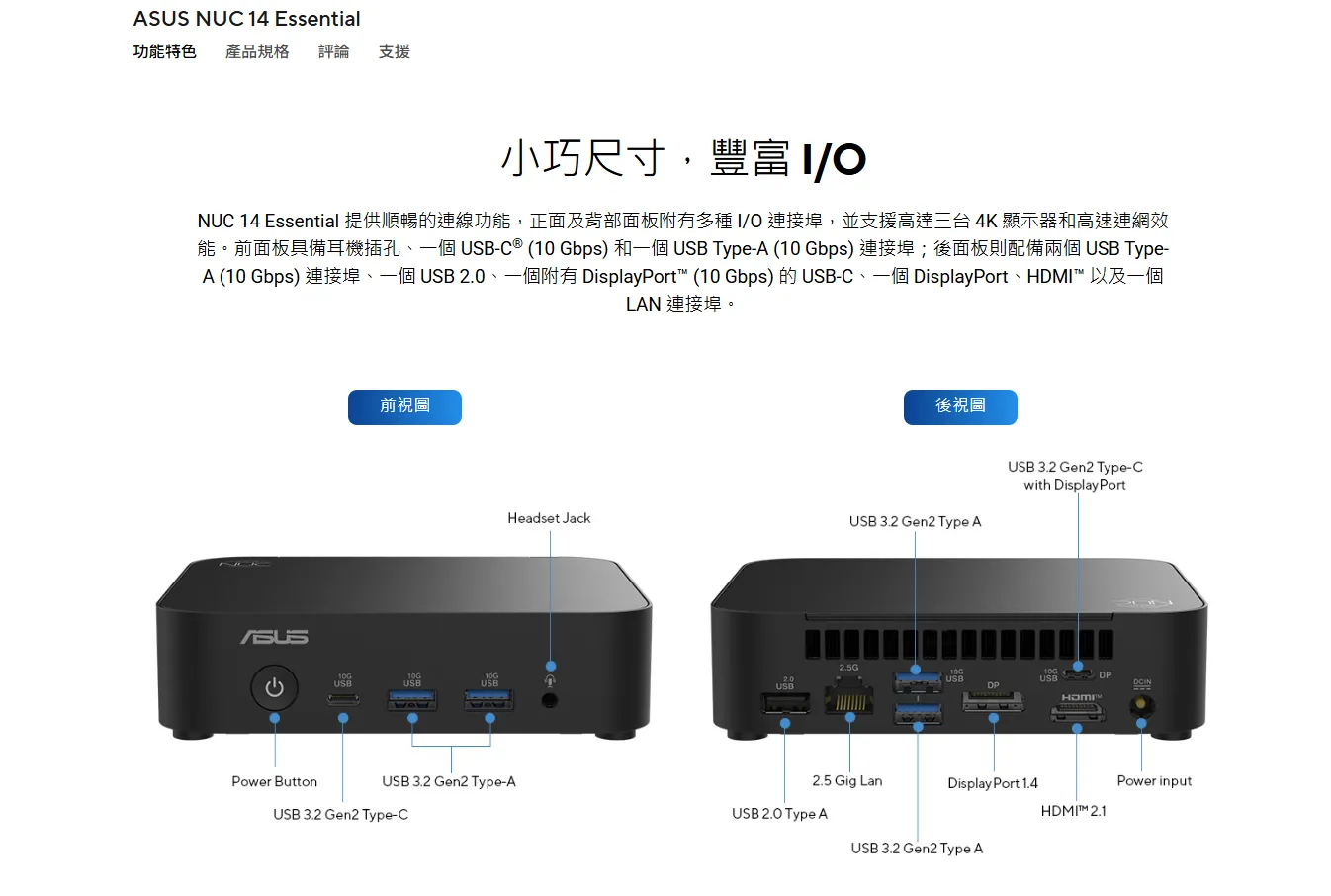 ASUS NUC 14 Essential Mini PC 外觀